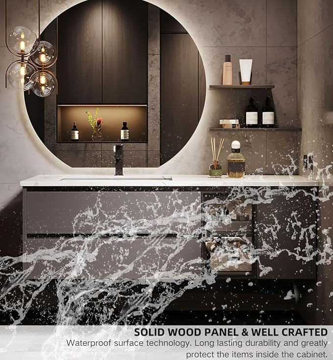 40IN Bathroom Vanity with Sink, Floating Modern Bathroom Vanity Include LED - Image 4