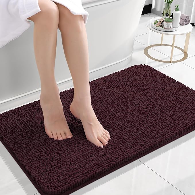 OLANLY Bathroom Rugs 24x16, Extra Soft Absorbent Chenille Bath Rugs, Rubber by OLANLY