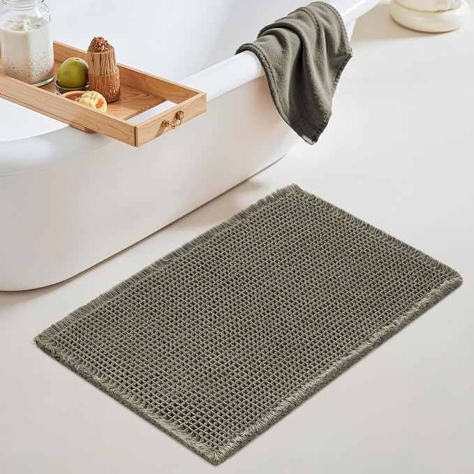 GRANNY SAYS Waffle Bath Mat 24" x 36", Boho Bathroom Rugs Non Slip Washable by GRANNYSAYS