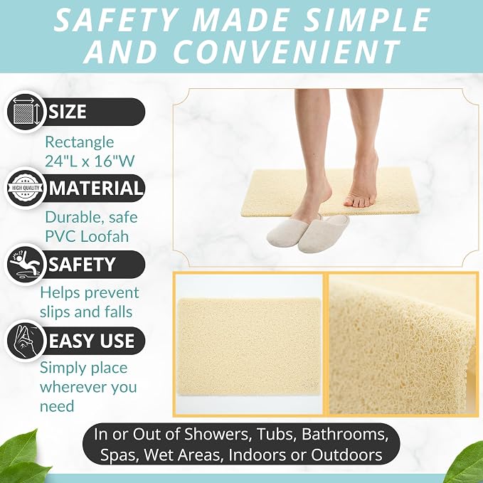 ENKOSI Loofah Non-Slip Shower and Bath Mat - Image 3