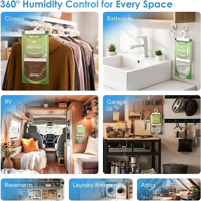 Moisture Absorbers 30 Pack Fresh Fragrance, Hanging Closet Dehumidifier Bags - Image 8