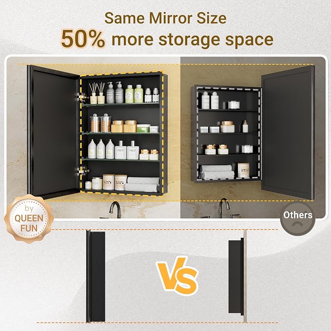 20x26 Pre-Assembled Black Medicine Cabinet - Image 4
