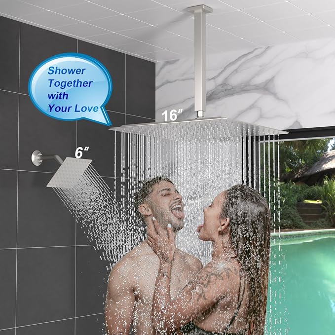 Enga Thermostatic Dual Head Shower System, Brushed Nickel - Image 3