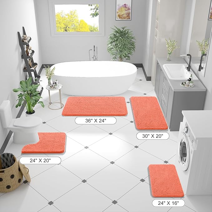 OLANLY Bathroom Rugs 47x20, Extra Soft Absorbent Chenille Bath Rugs, Rubber - Image 2