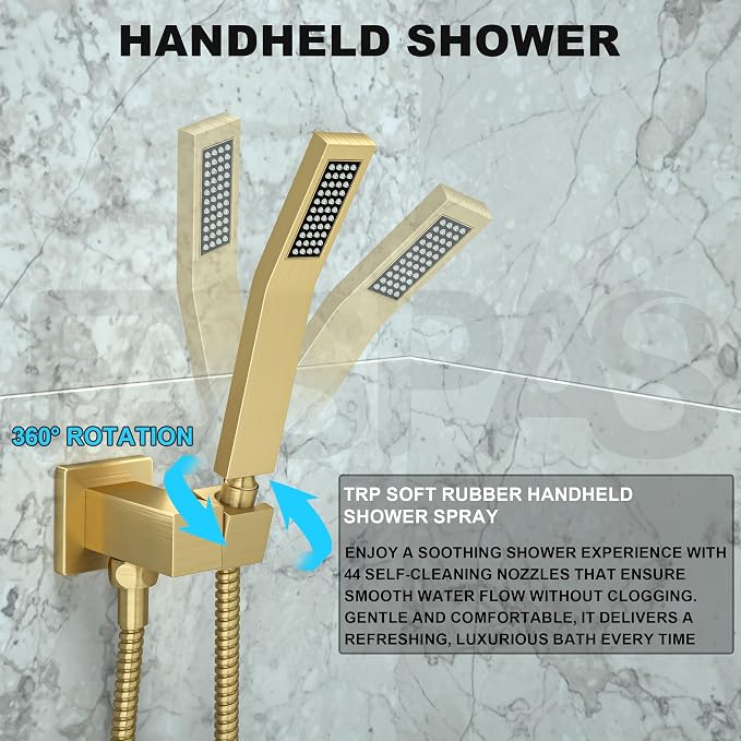 Shower System with Tub Spout, Shower Faucet Set with 12 Inch Rain Showerhead - Image 3