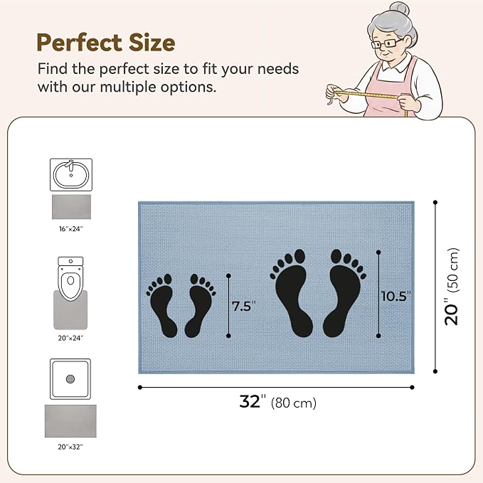 GRANNY SAYS Blue Bathroom Rugs, Soft Chenille Bathroom Mat, Absorbent Bath Mats - Image 2