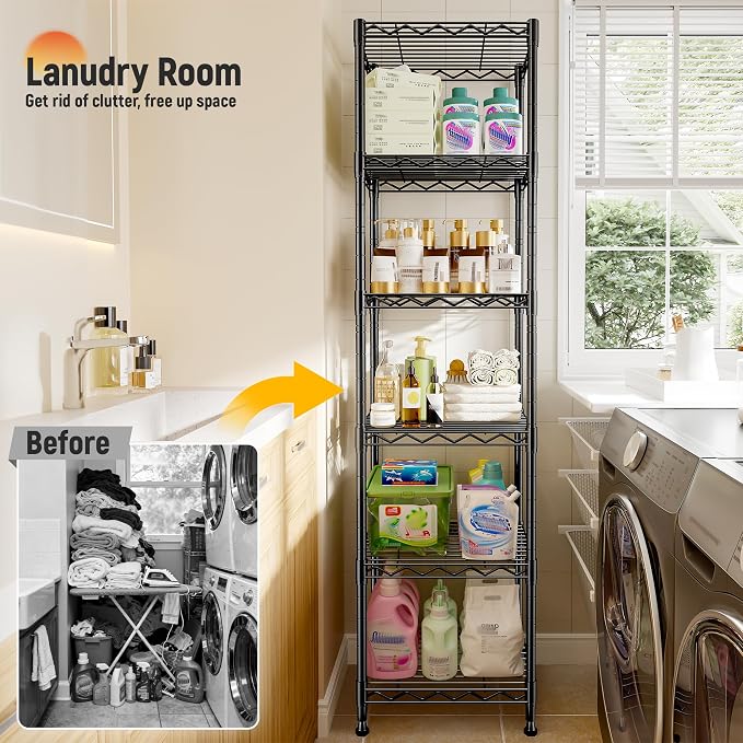 6 Wire Shelving Metal Shelves Storage Rack:Adjustable Storage Shelves Standing - Image 4