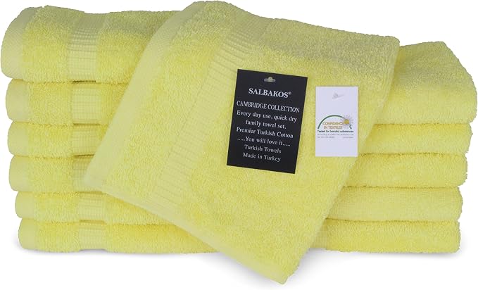 SALBAKOS 100% Turkish Cotton Washcloth Set of 12 13x13 inch | Heirloom Quality - Image 4