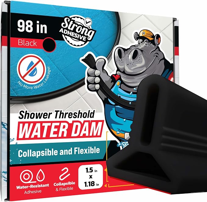 Shower Threshold Water Dam Barrier 98" by ExploreHippoDam