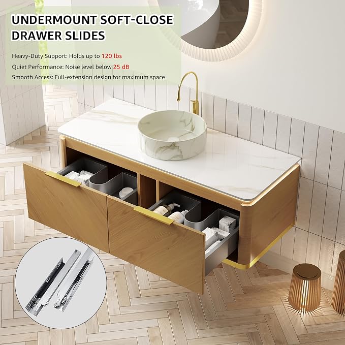60” Floating Double Sink Bathroom Vanity - Image 4