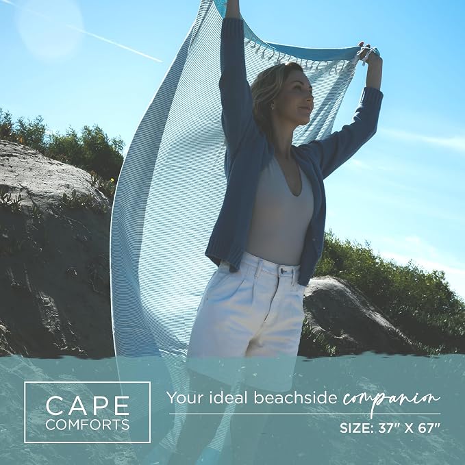 Oversized Turkish Beach Towel, Diamond Dobby Aqua - Image 2