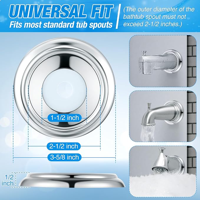 Dreyoo Metal Tub Spout Cover Ring, Bathtub Spout Trim Plate Ring - Image 3