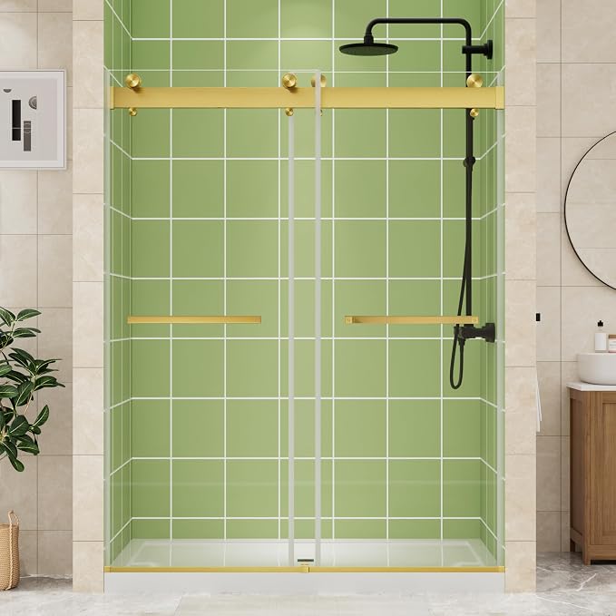 DELAVIN 56-60" W x 75" H Double Sliding Shower Door, 1/4" SGCC Tempered Glass - Image 2