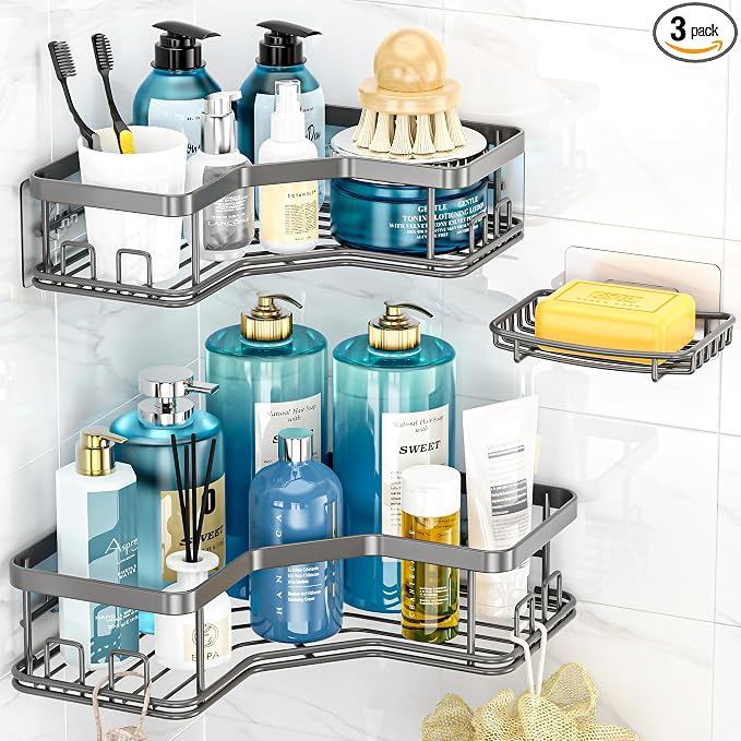 MAXIFFE 3 Pack Corner Shower Caddy by MAXIFFE