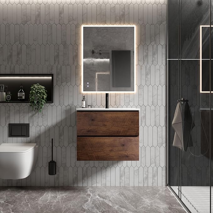 24" Bathroom Vanity with Sink, Modern Floating Vanity with Double Soft Closing - Image 8