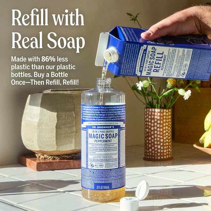 Dr. Bronner's Pure-Castile Liquid Magic Soap Bottle & Refill Carton - Image 2