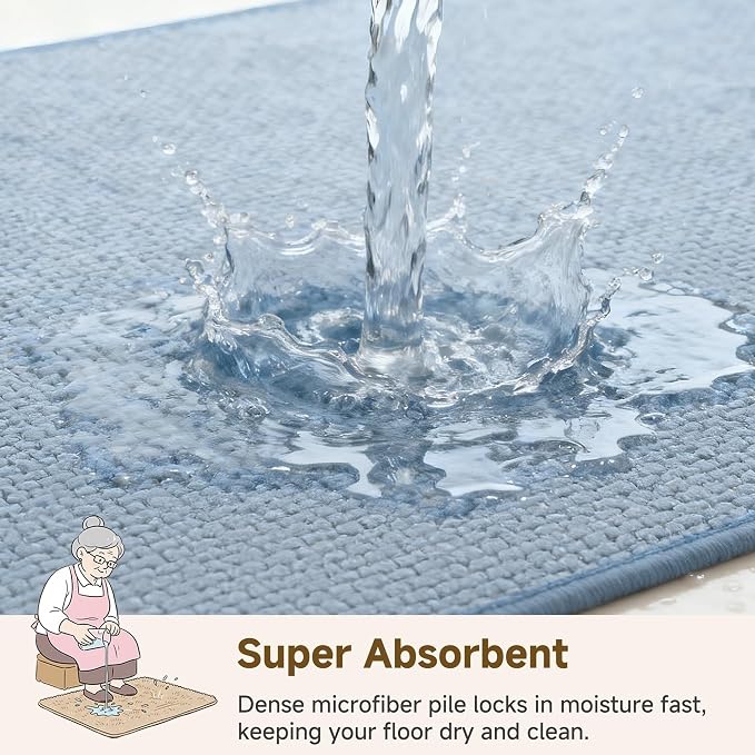 GRANNY SAYS Blue Bathroom Rugs, Soft Chenille Bathroom Mat, Absorbent Bath Mats - Image 6