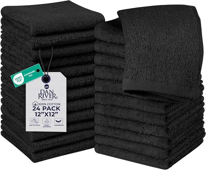 DAN RIVER 24 Pack Wash Cloths for Showering by DanRiver