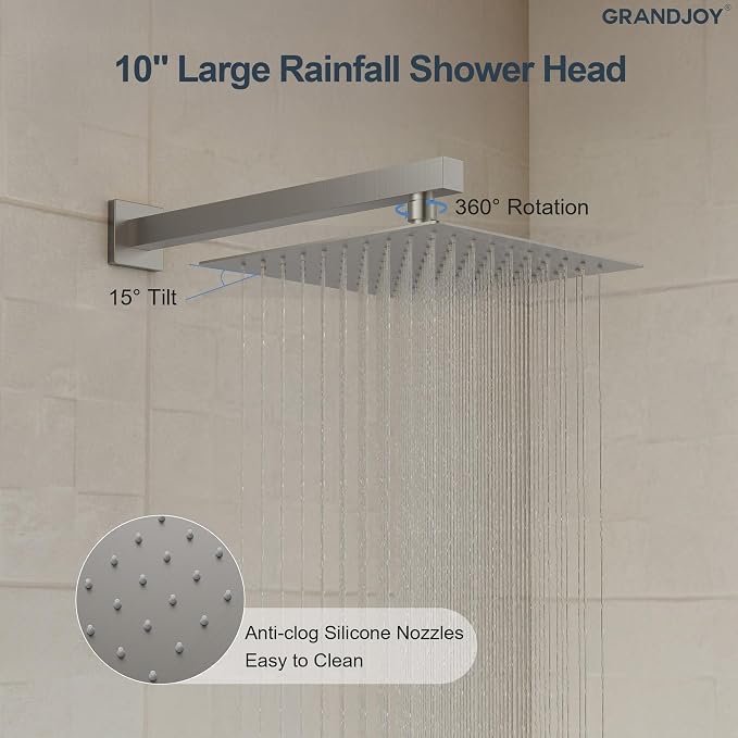 Brushed Nickel 10 Inch Rainfall Shower System - Image 2