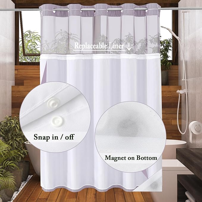 Gibelle No Hook Waffle Weave Shower Curtain - Image 3