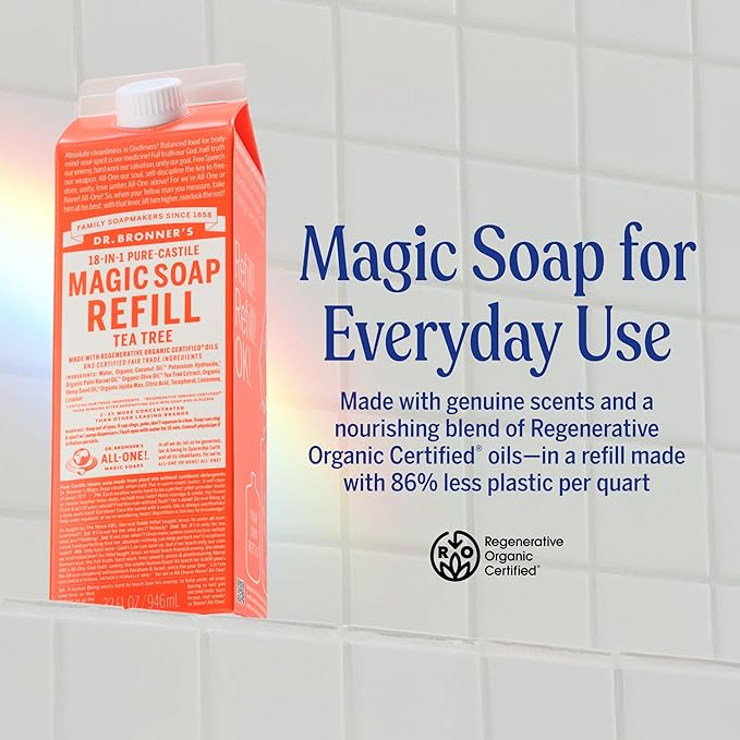 Dr. Bronner's Magic Soap-Pure-Castile Liquid Soap Refill-Regenerative Organic - Image 2