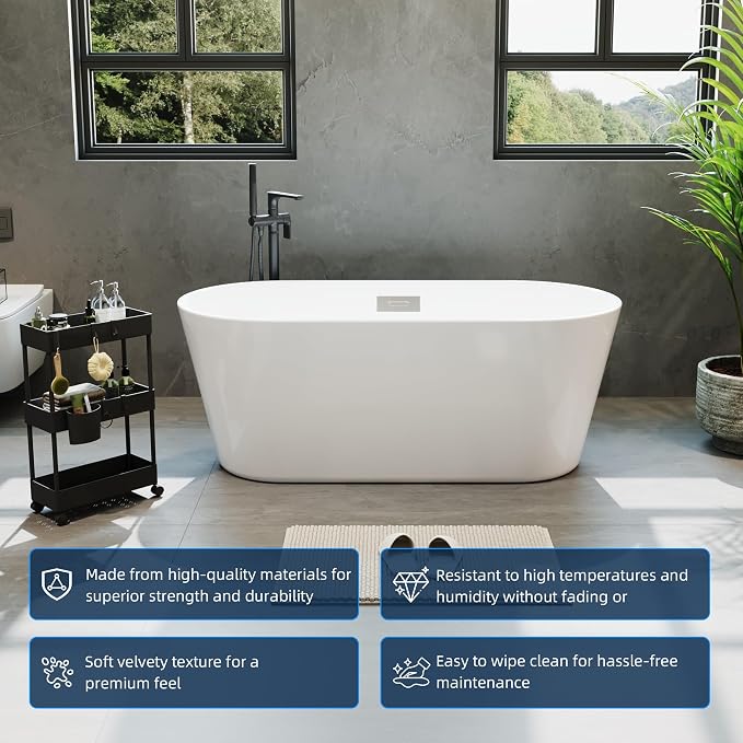 67 Inch Freestanding Bathtub, Acrylic Soaking Bathtub - Image 3