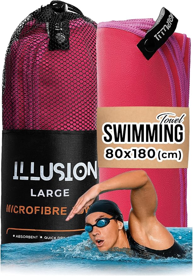 illusion Extra Large Microfibre Swimming Towel–Compact, Lightweight & Quick Dry by Unknown