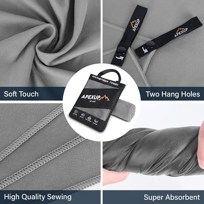 APEXUP Microfiber Travel Towel, Ultra Absorbent Quick Dry Towels, Lightweight - Image 3