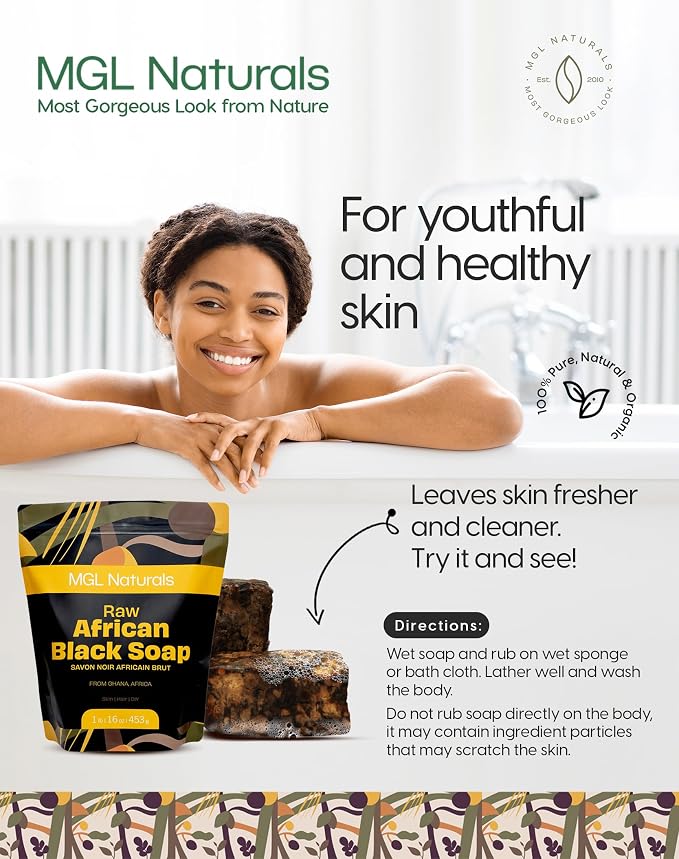 MGL Naturals Raw African Black Soap, 1 lb. - Image 3