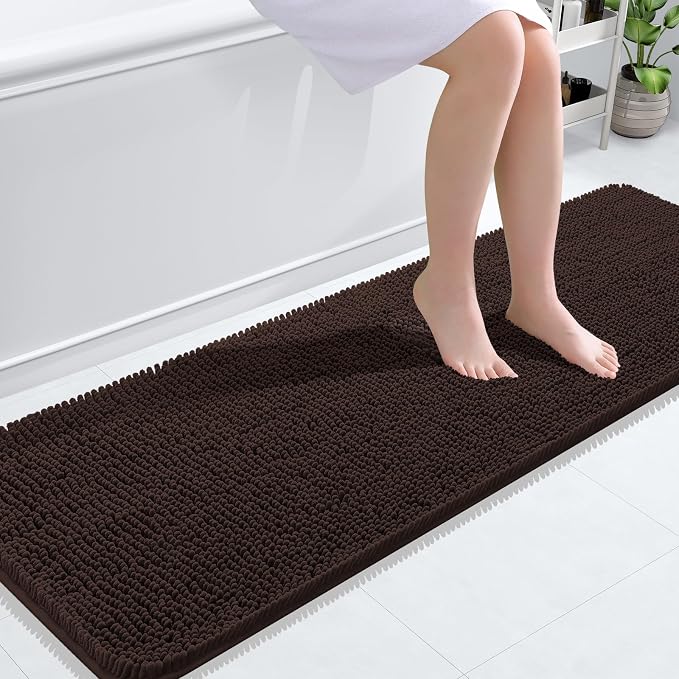 OLANLY Bathroom Rugs 59x20, Extra Soft Absorbent Chenille Bath Rugs, Rubber by OLANLY