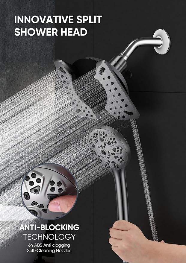 Shower Head with Handheld High Pressure, Rain Shower Head with Fixed Showerhead - Image 4