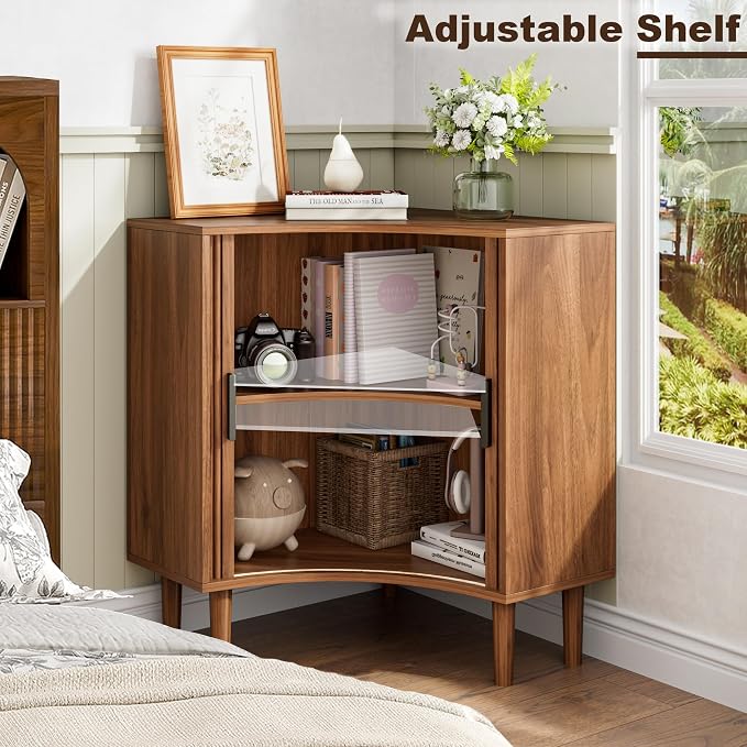 Fluted Corner Cabinet, Small Corner Floor Cabinet - Image 3