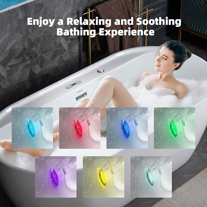 WOODBRIDGE 72" x 35-3/8" Whirlpool and Air Bath Heated Soaking Combination Tub - Image 13