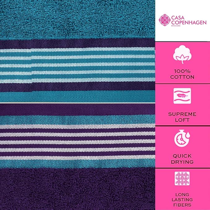 CASA COPENHAGEN Designed in Denmark 550 GSM 2 Large Bath Towels 2 Large Hand - Image 3