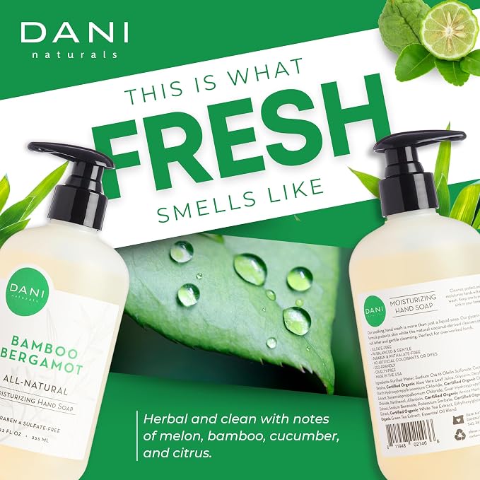 DANI Naturals Moisturizing Hand Soap – Bamboo Bergamot Scent, Sulfate-Free & - Image 7