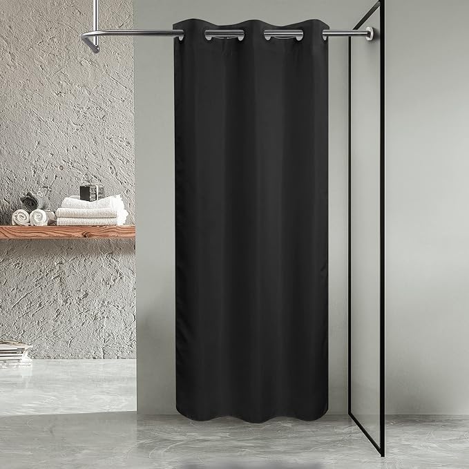 River Dream Stall Size No Hook Black Shower Curtain Soft Microfiber - Image 7