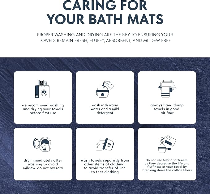 White Classic Luxury Bath Mat Floor Towel Set - Image 7