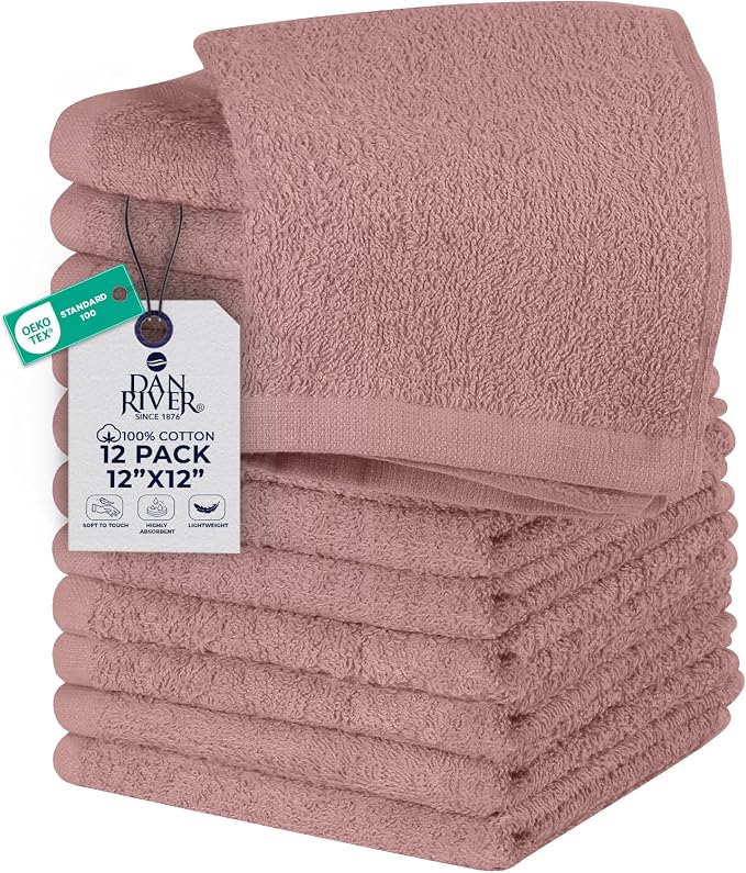 DAN RIVER 12 Pack Wash Cloths for Showering by DanRiver