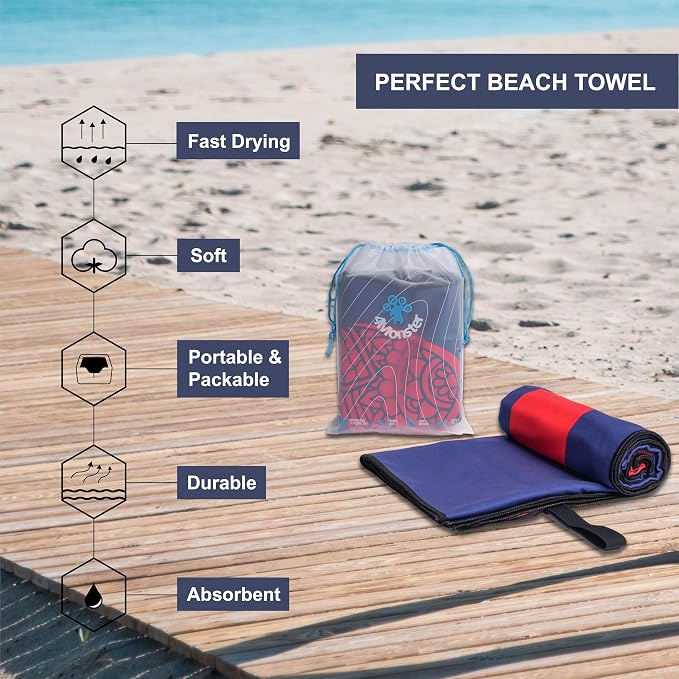 4Monster Microfiber Beach Towel Quick Dry, Super Absorbent Lightweight Travel - Image 2