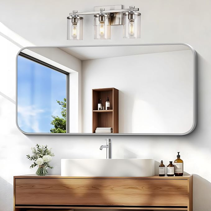 BONEWEI Silver Bathroom Mirror, 20x40 inch Wall Mirror - Image 2