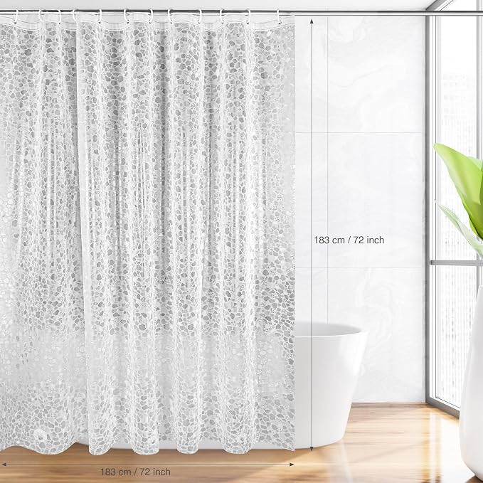 WELTRXE Bathroom Shower Curtain Liner 8G EVA Thick, 72x72 Inch 3D Frosted - Image 6