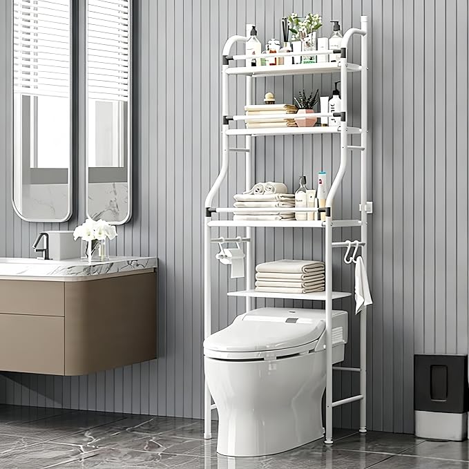 3-Tier Over The Toilet Storage, Metal Bathroom Organizer Shelves Cabinet - Image 7