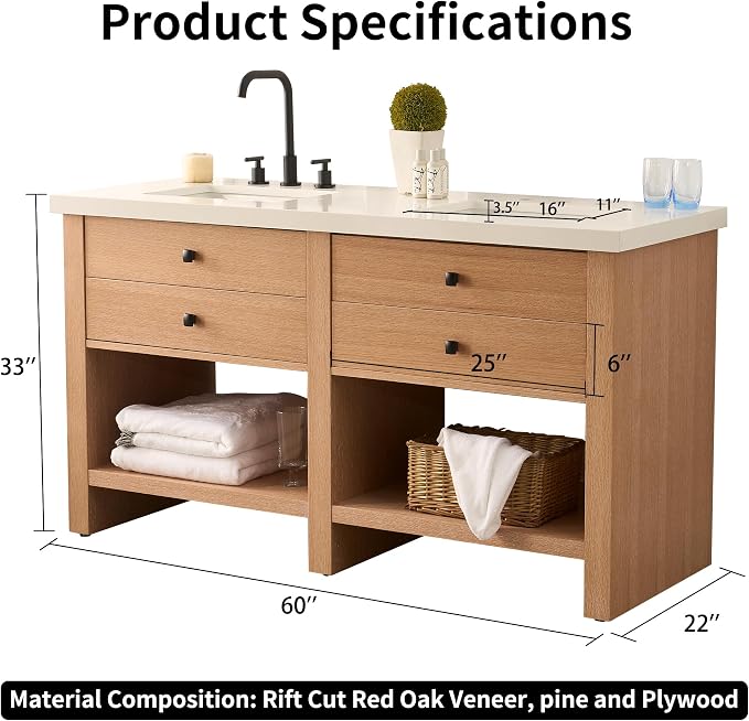 60" Double Sink Bathroom Vanity - Image 2