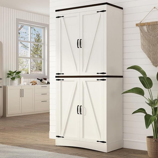 71in Farmhouse Kitchen Pantry Cabinet, Tall Storage Cabinet by chartustriable
