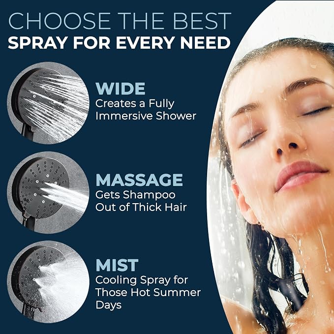 HammerHead Showers® Solid Metal 3-Spray Handheld Shower Head - Image 3
