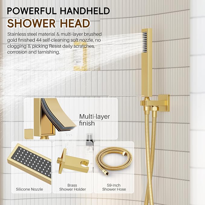 Gold Shower System, Shower Faucet Set - Image 5