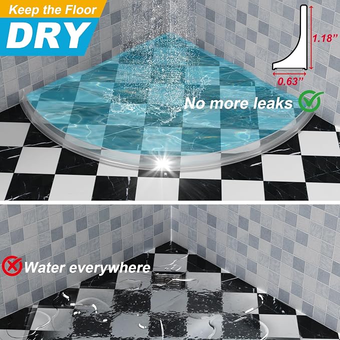 67" Shower Threshold Water Dam Silicone Shower Water Guard Collapsible Shower - Image 4