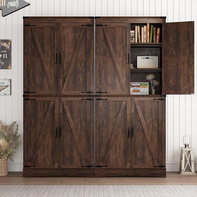 71in Farmhouse Kitchen Pantry Cabinet, Tall Storage Cabinet - Image 4