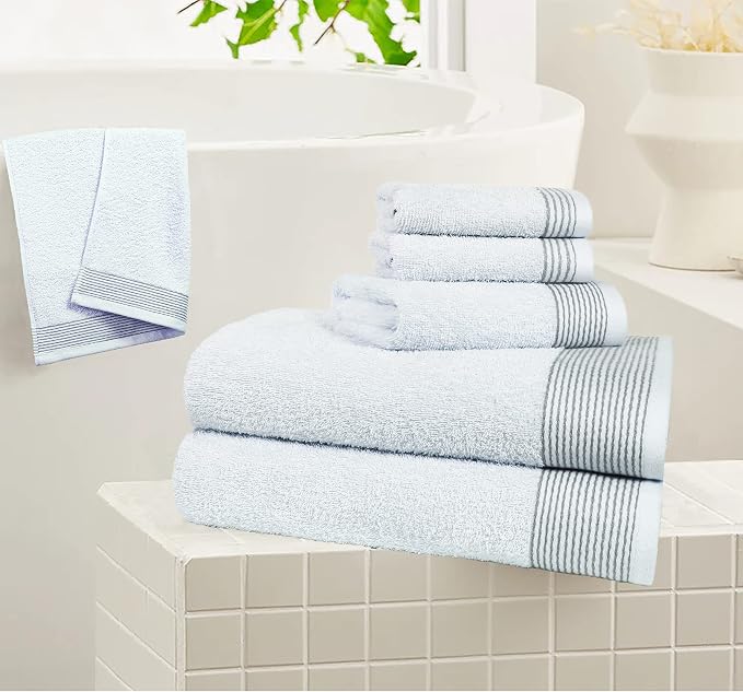 BELIZZI HOME 100% Cotton Ultra Soft 6pcs Towel Set, Includes 2 Bath, 2 Hand & 2 - Image 4