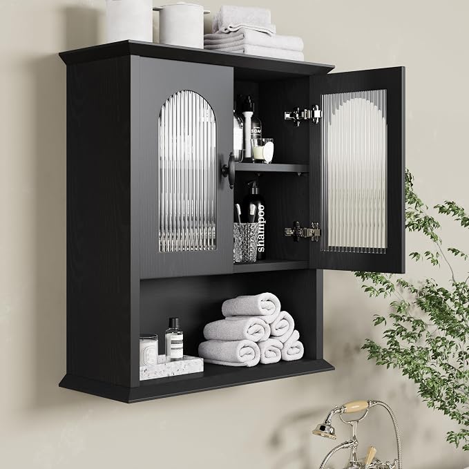 CJL Bathroom Wall Cabinet with Fluted Door, 18.9'' x 23.6'' Medicine Cabinet - Image 2